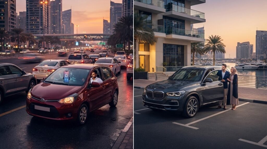 Udrive Per Minute Cost vs Monthly Car Rental Dubai Marina: 2026 Comparison